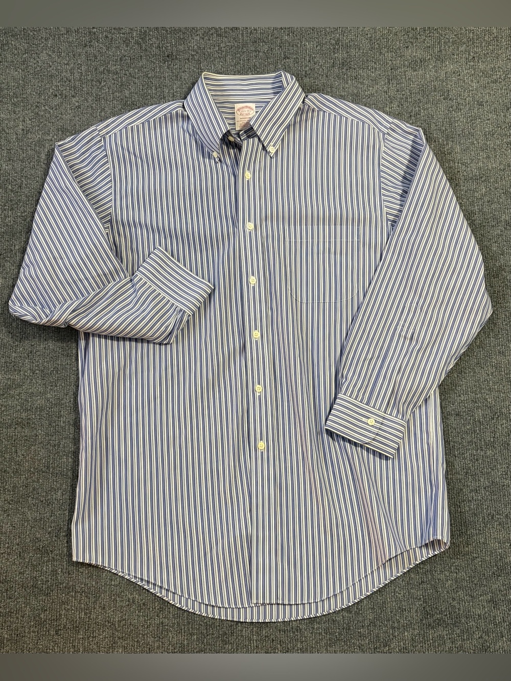 Brooks Brothers Madison Fit Blue Stripe Dress Button Down Shirt 15.5-32